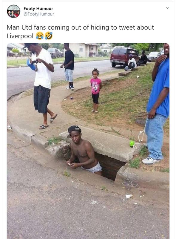 Footy humour footyhumour man utd fans coming out of hiding to tweet about liverp