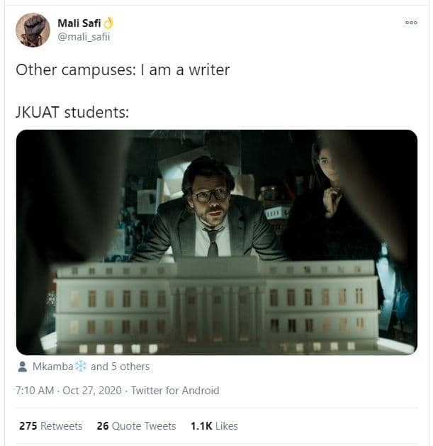Mali safi mali_safii other campuses am a writer jkuat students mkamba and 5 othe