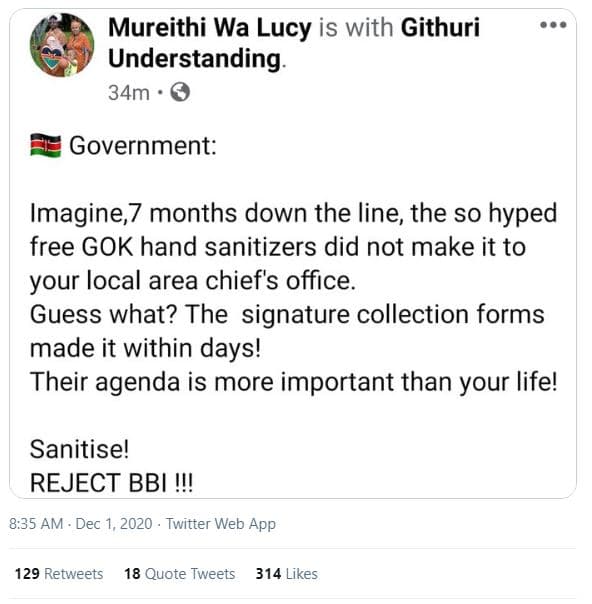 Mureithi wa lucy is with githuri understanding. 34m government imagine,7 months