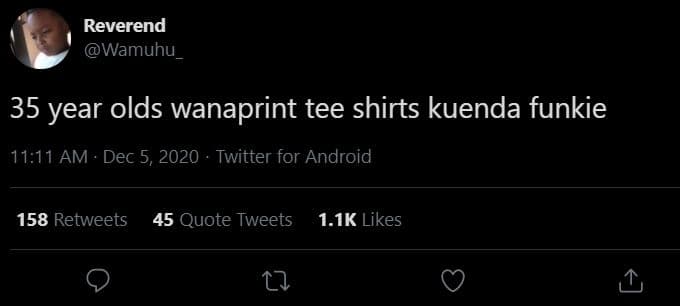 Reverend wamuhu _ 35 year olds wanaprint tee shirts kuenda funkie 11.11 am dec 5