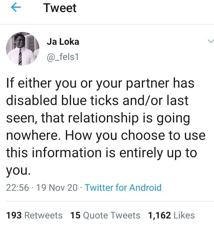 Tweet ja loka felsı if either you or your partner has disabled blue ticks andor