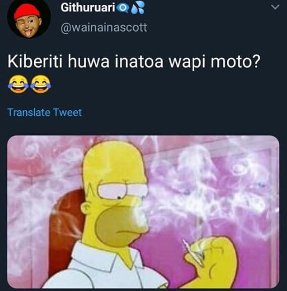 Githuruari wainainascott kiberiti huwa inatoa wapi moto? translate tweet