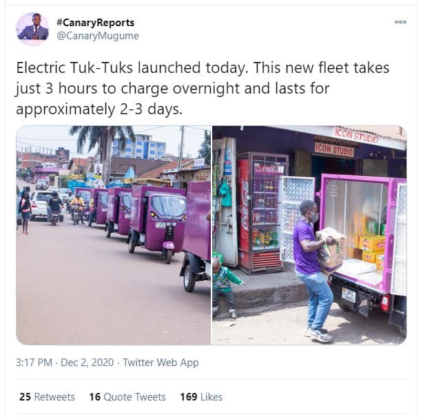 Canaryreports canarymugume electric tuktuks launched today. this new fleet takes