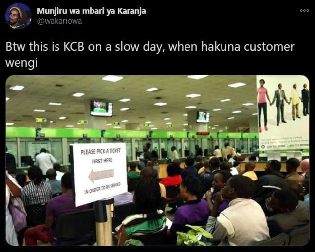 Munjiru wa mbari ya karanja wakarıowa btw this is kcb on a slow day when hakuna