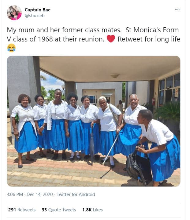 Captain bae shuxleb my mum and her former class mates. st monica's form class of