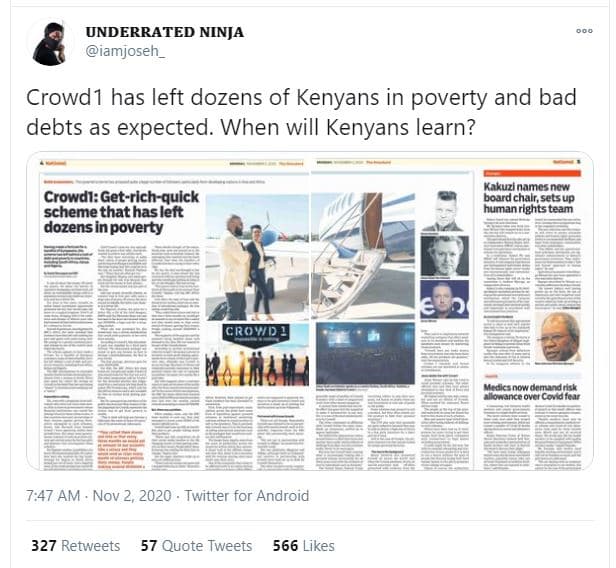 Underrated ninja iamjoseh crowd1 has left dozens of kenyans in poverty and bad d