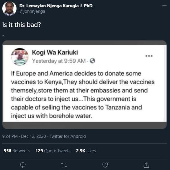 Dr. lemayian njenga karugia j phd. johnnjenga is it this bad? kogi wa kariuki ye