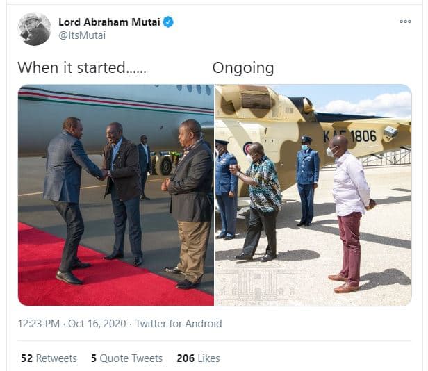 Lord abraham mutai itsmutai when it started. ongoing 12.23 pm oct 16, twitter fo