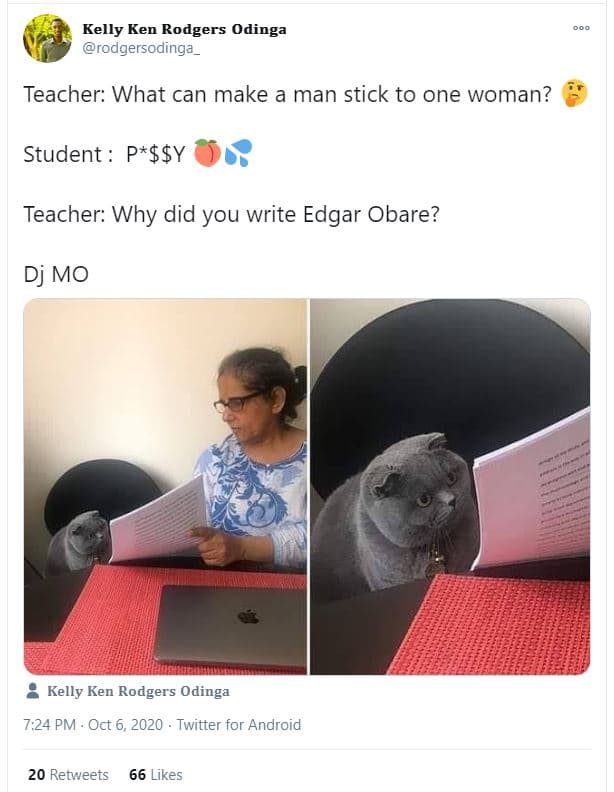 Kelly ken rodgers odinga rodgersodinga _ teacher what can make a man stick to on