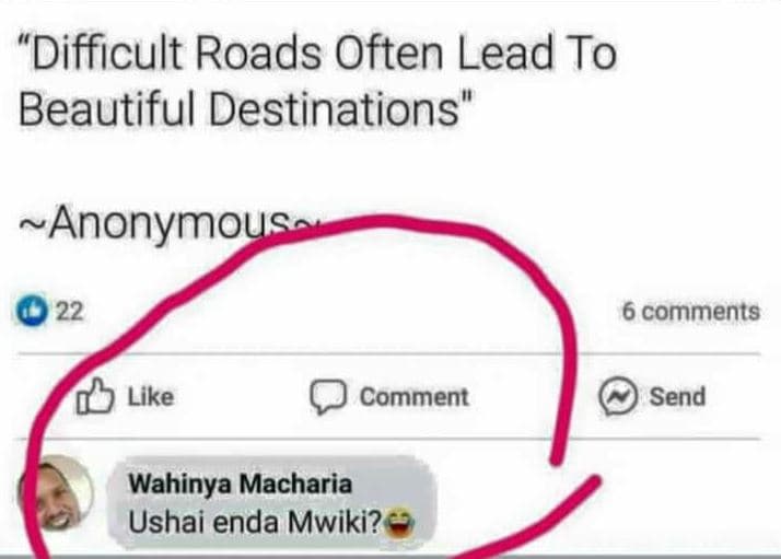 Difficult roads often lead to beautiful destinations' anonymouss 22 6 comments l