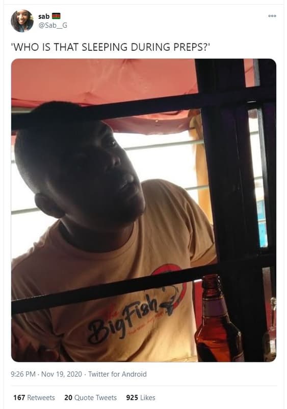 Sab sab who is that sleeping during preps? 9.26 pm nov 19, twitter for android 1