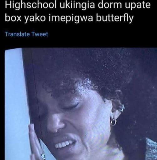 Highschool ukiingia dorm upate box yako imepigwa butterfly translate tweet