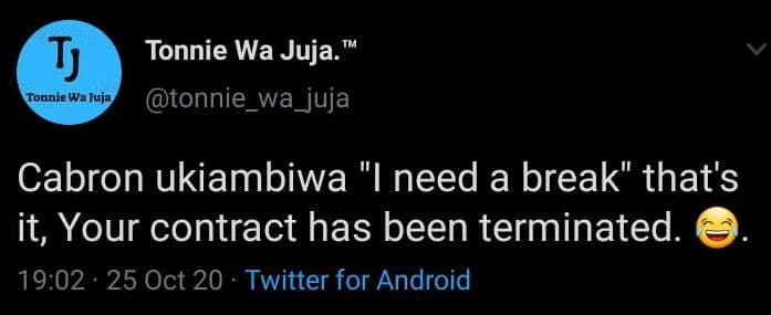 Tj tonnie wa juja. tonniewa juja tonnie_wa_juja cabron ukiambiwa need a break th