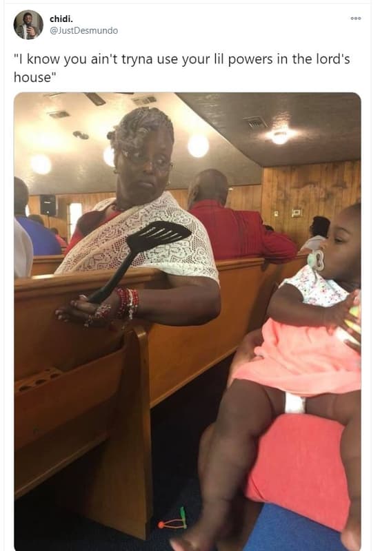 Chidi. justdesmundo know you ain't tryna use your lil powers in the lord's house