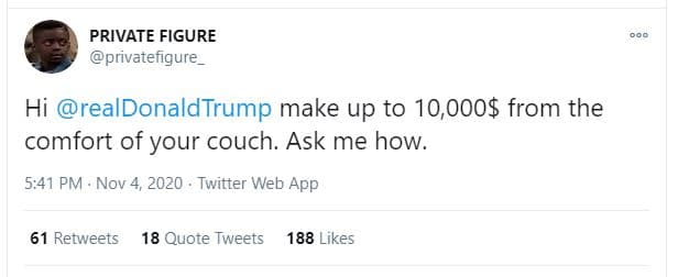 Private figure privatefigure hi realdonaldtrump make up to 10,000 from the comfo