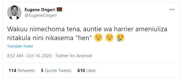 Eugene ongeri eugeneongeri wakuu nimechoma tena auntie wa harrier ameniuliza nit