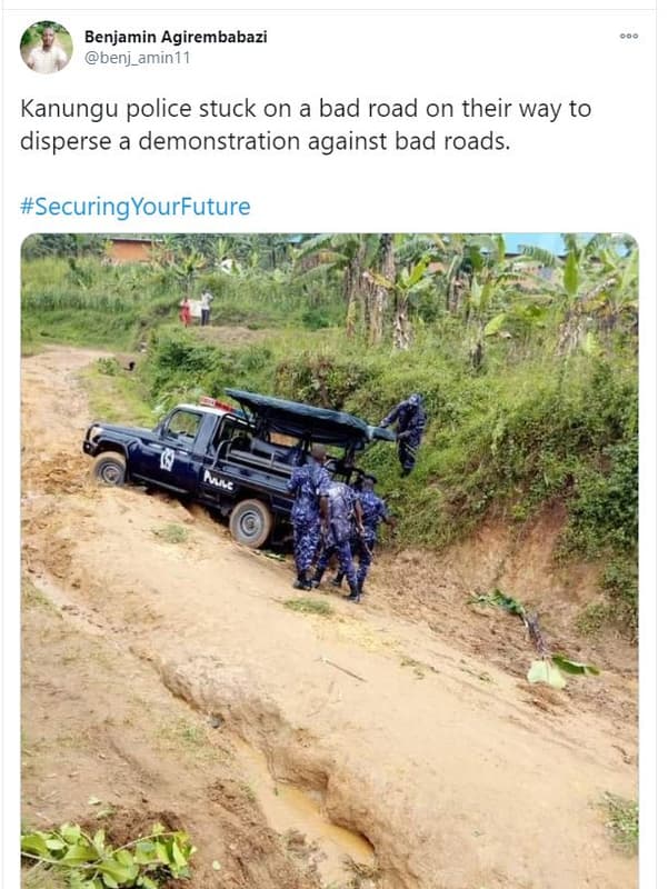 Benjamin agirembabazi benj_amin1 kanungu police stuck on a bad road on their way