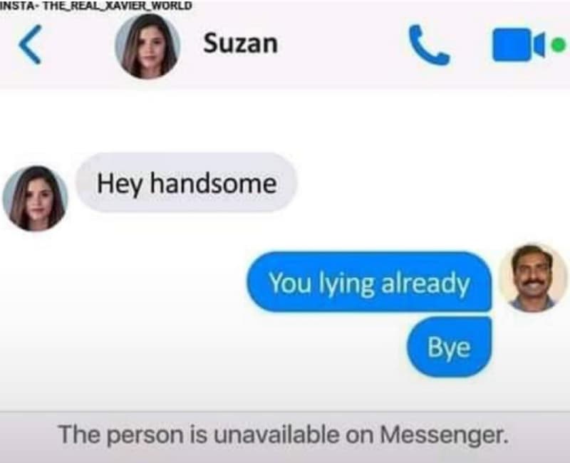 Insta tmerealmvielworld suzan 0 hey handsome you lying already the person is una