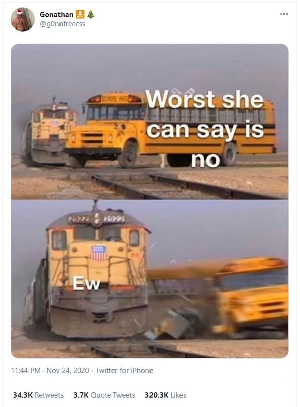 Gonathan gonnfreecss worst she can say is no ew 11.44 pm nov 24, twitter for iph