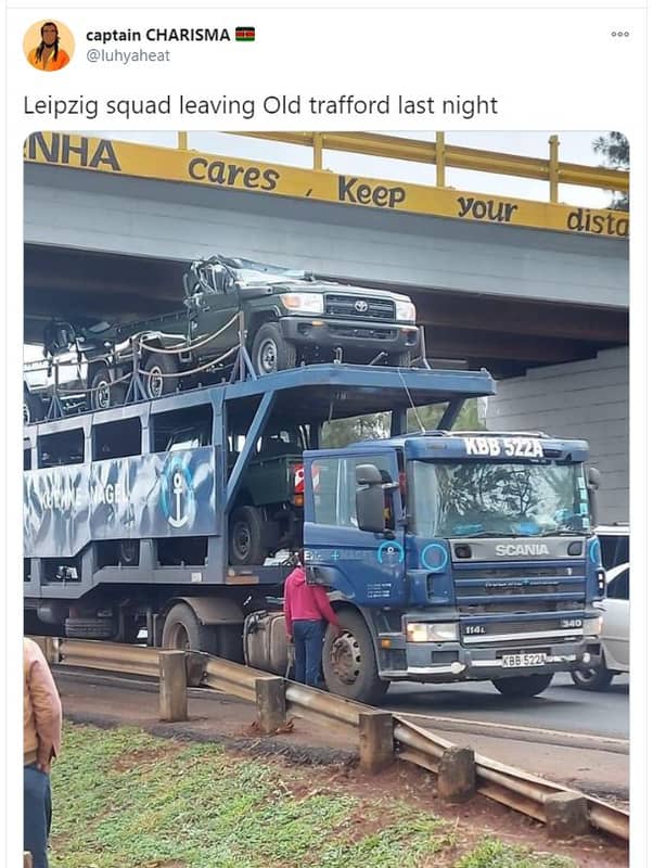 Captain charisma luhyaheat leipzig squad leaving old trafford last night nha car