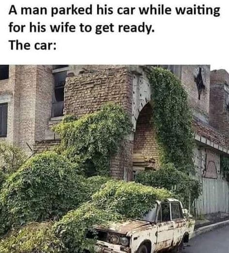 Aman parked his car while waiting for his wife to get ready. the car