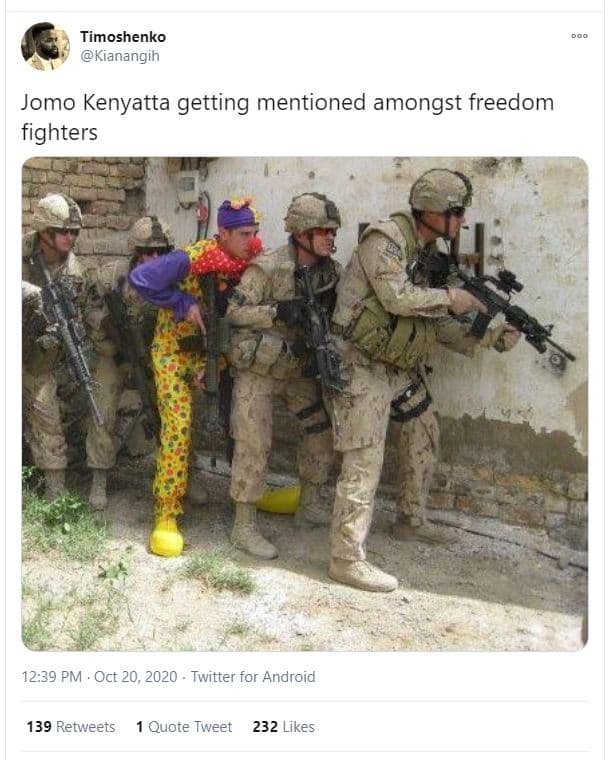 Timoshenko kianangih jomo kenyatta getting mentioned amongst freedom fighters 12