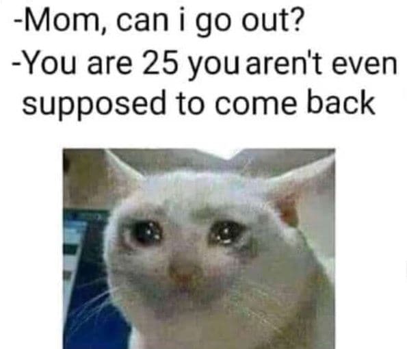 Mom can i g0 out? you are 25 you aren't even supposed to come back