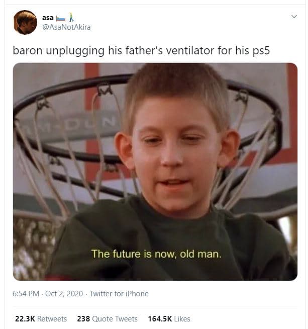 Asa asanotakira baron unplugging his father's ventilator for his ps5 the future