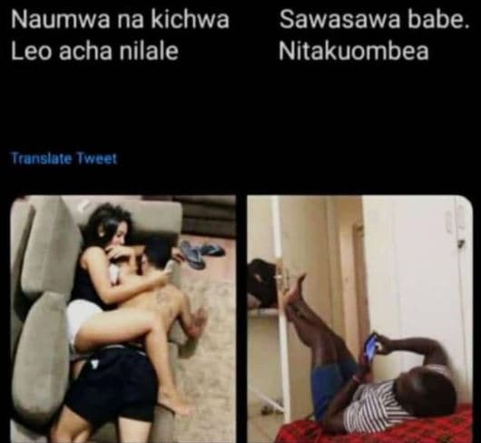 Naumwa na kichwa leo acha nilale sawasawa babe nitakuombea translale wueer
