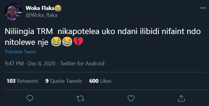 Woka flaka woka_flaka niliingia trm nikapotelea uko ndani ilibidi nifaint ndo ni