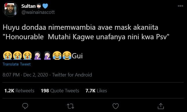 Sultan wainainascott huyu dondaa nimemwambia avae mask akaniita 'honourable muta