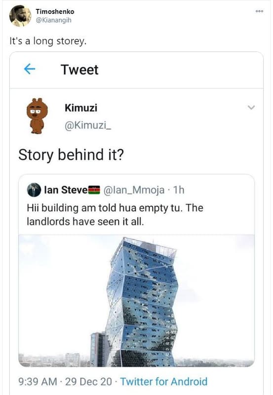 Timoshenko kianangih it's long storey. tweet kimuzi kimuzi _ story behind it? la