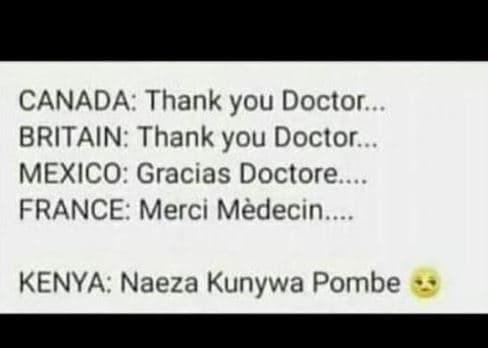 Canada thank you doctor. britain thank you doctor. mexico gracias doctore france