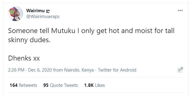Wairimu wairimuwraps someone tell mutuku only get hot and moist for tall skinny