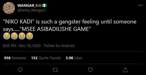 Wangar ! anita_wangarii 'niko kadi is such a gangster feeling until someone says