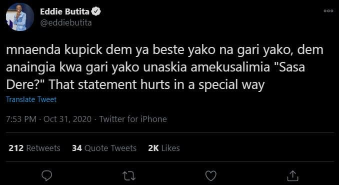 Eddie butita eddiebutita mnaenda kupick dem ya beste yako na gari yako dem anain