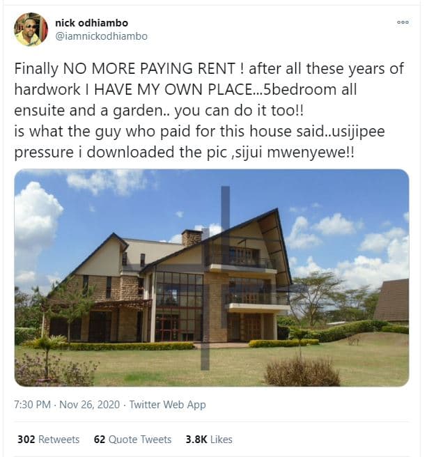 Nick odhiambo iamnickodhiambo finally no more paying rent after all these years