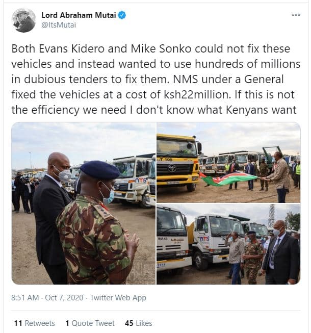 Lord abraham mutai itsmutai both evans kidero and mike sonko could not fix these