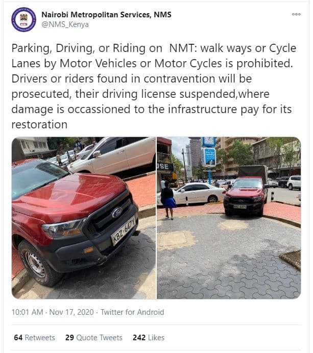 Nairobi metropolitan services, nms nms_kenya parking, driving or riding on nmt w