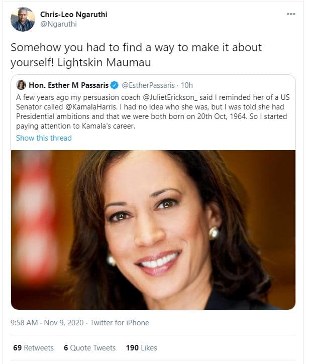 Chrisleo ngaruthi ngaruthi somehow you had to find a way to make it about yourse