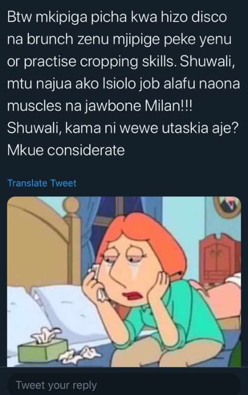 Btw mkipiga picha kwa hizo disco na brunch zenu mjipige peke yenu or practise cr