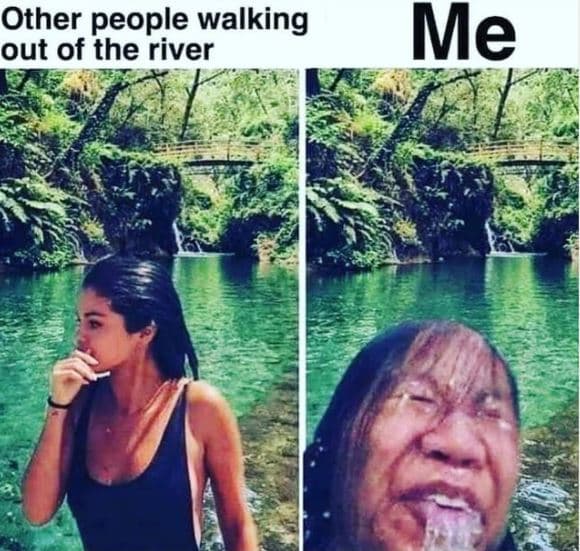 Other people walking out of the river me
