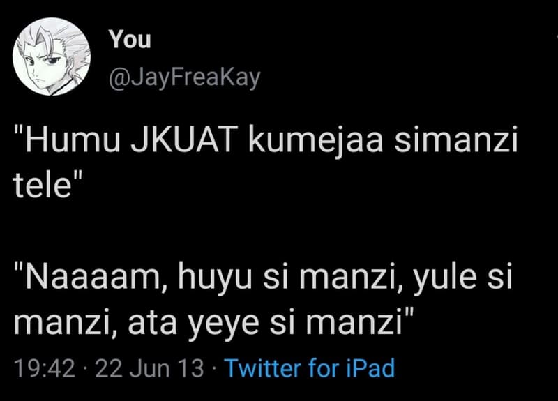 You jayfreakay humu jkuat kumejaa simanzi tele naaaam huyu si manzi yule si manz