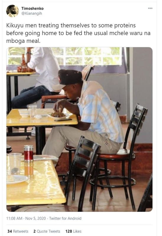Timoshenko kianangih kikuyu men treating themselves to some proteins before goin