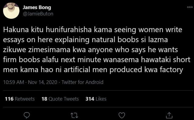 James bong jamiebuton hakuna kitu hunifurahisha kama seeing women write essays o