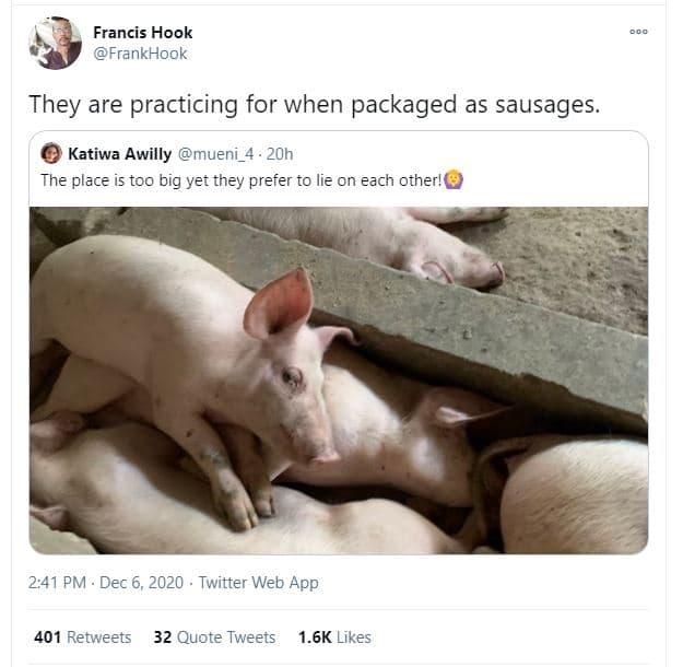 Francis hook frankhook they are practicing for when packaged as sausages katiwa