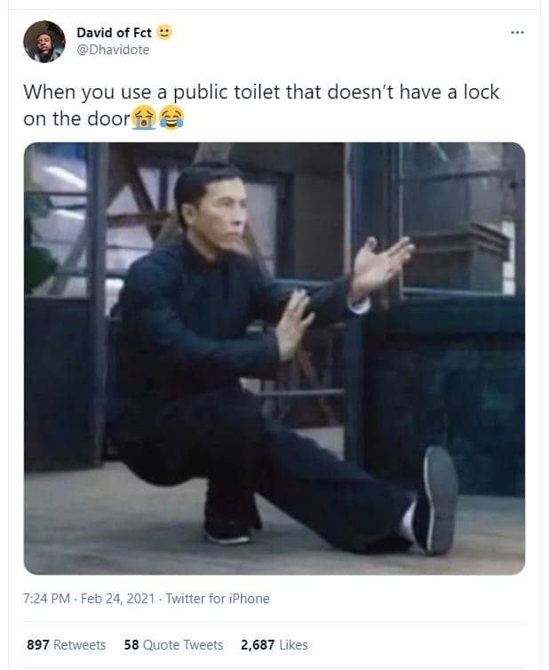 David of fct dhavidote when you use a public toilet that doesn't have a lock on