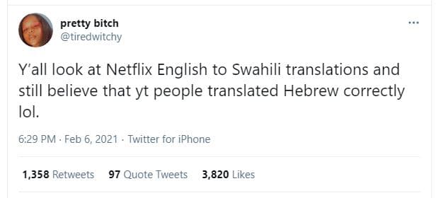 Pretty bitch tiredwitchy y'all look at netflix english to swahili translations a