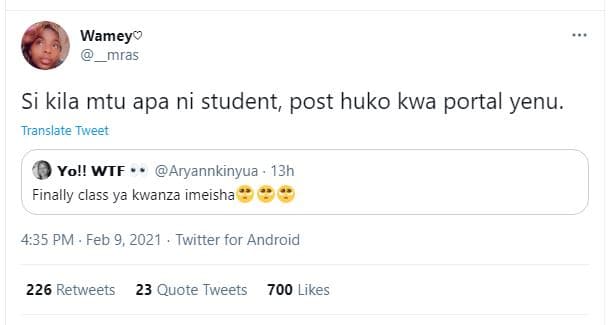 Wameyv mras si kila mtu apa ni student post huko kwa portal yenu. translate twee