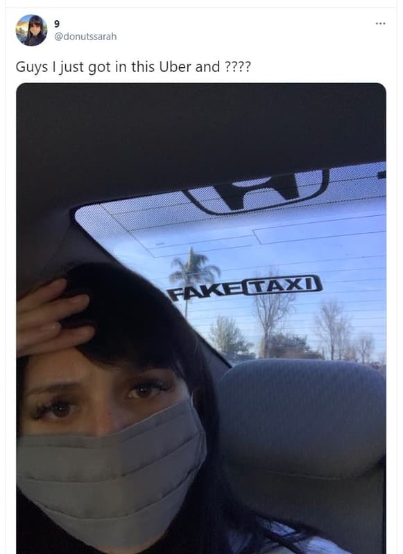 Donutssarah guys just got in this uber and ???? fakeaz